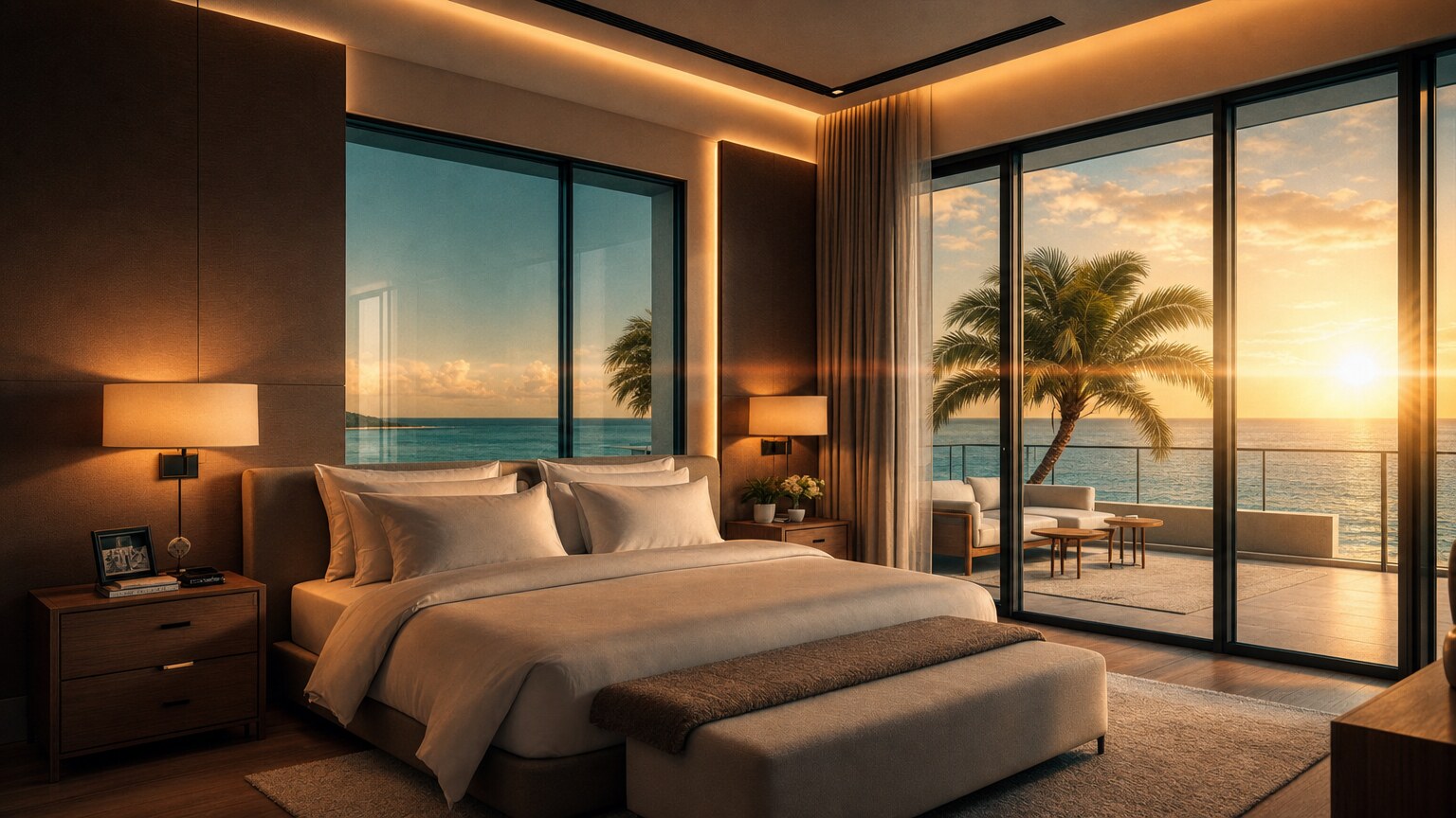 Suíte master com vista para o mar